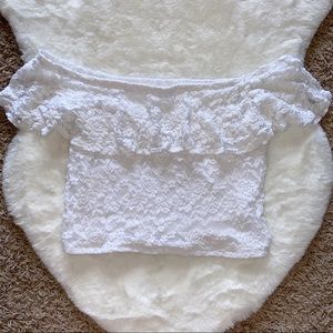 Off-Shoulder Lace Crop Top